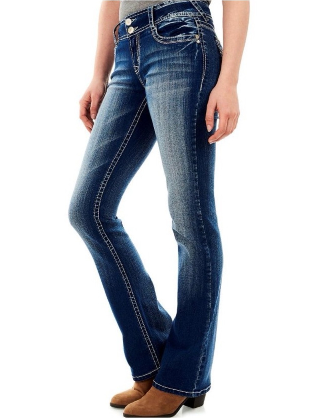 Wallflower Indigo Bootcut Jeans with Faded Whiskering
